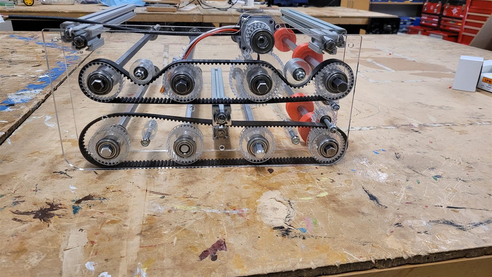 Side view of the intake showing the belt drive
