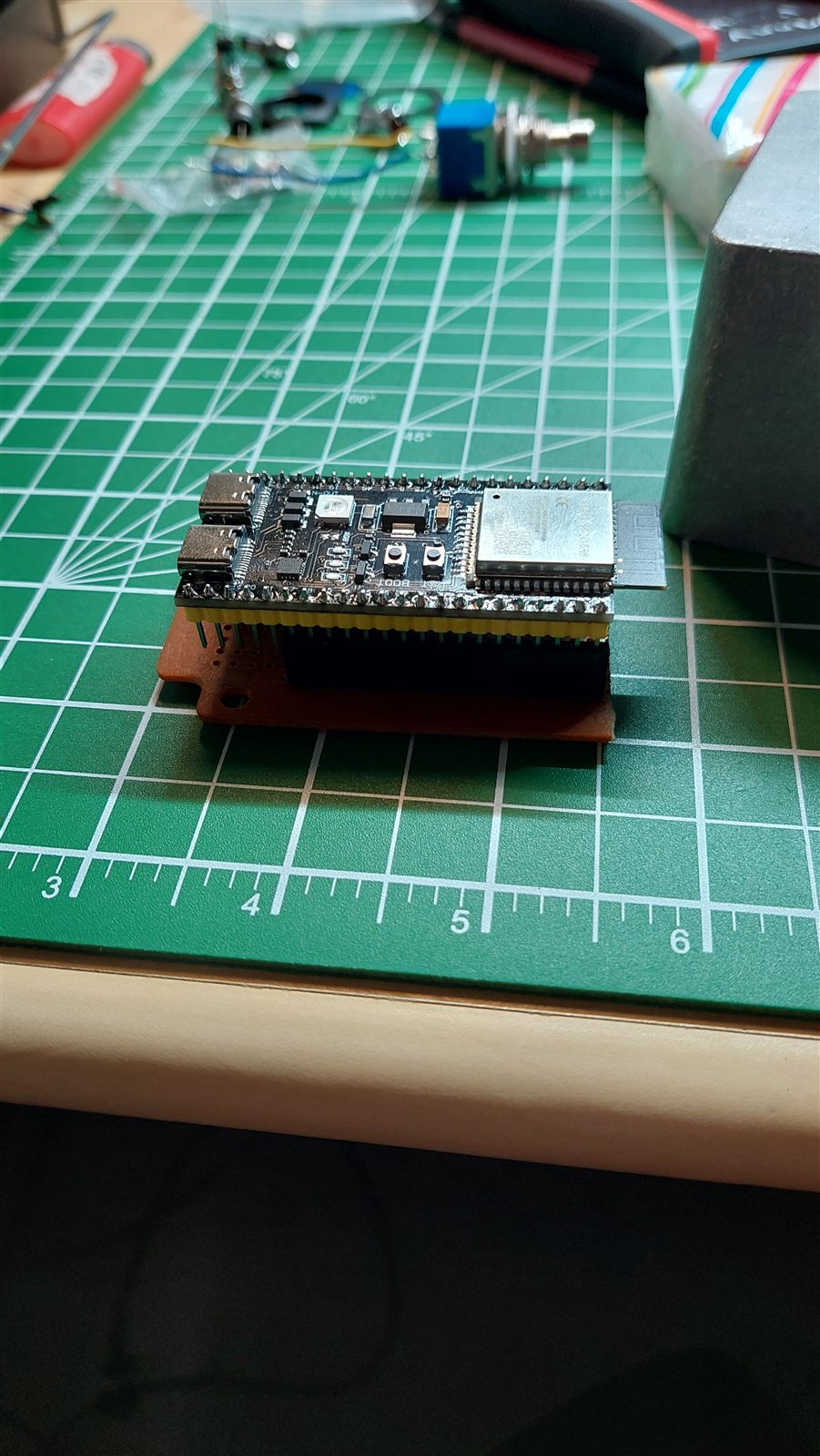 ESP32-S3 mounted on the perfboard