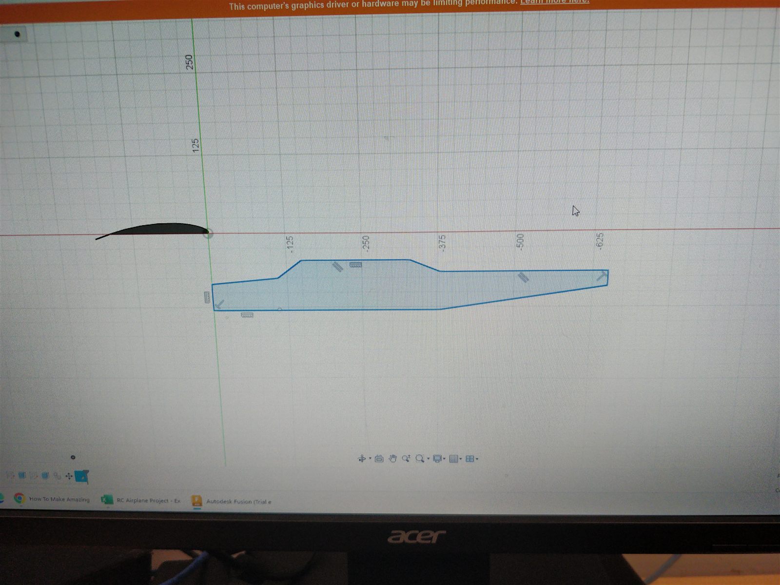 Airfoil and fuselage profile in CAD