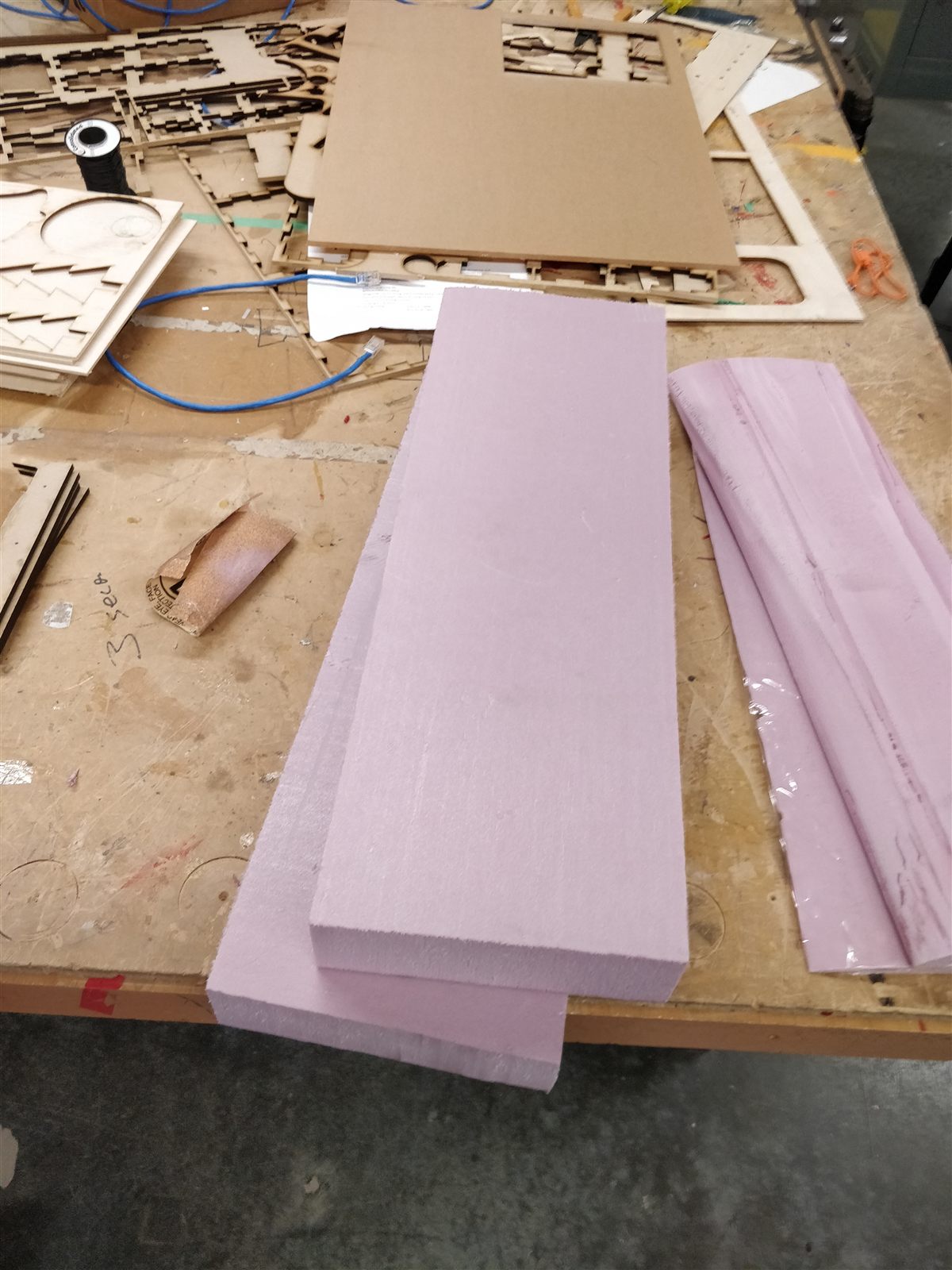 Foam boards cut for the wing